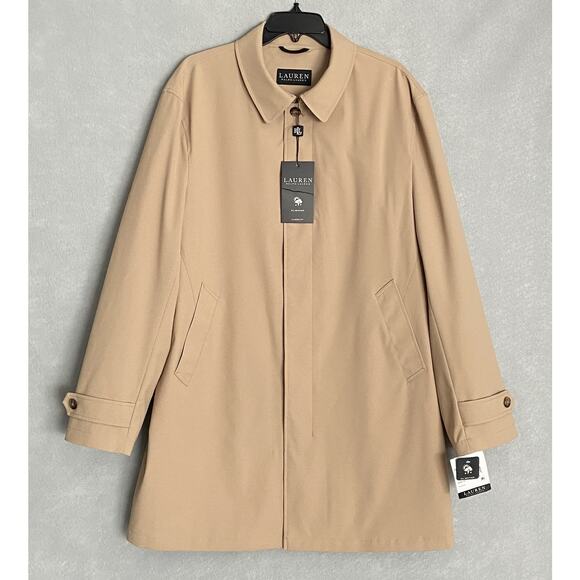 Lauren Ralph Lauren Men's 36 Regular All-Weather Coat Stanza Solid Khaki NEW